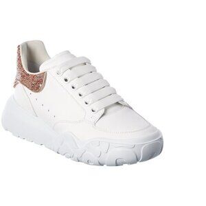 Alexander McQueen New Court Glitter White/Tea Rose Sneaker - Size 39.5 / 8.5